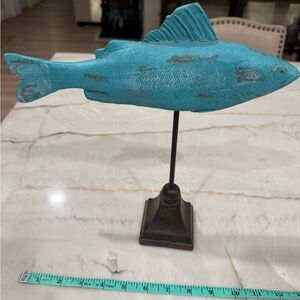 Hand-CarvedWooden Decorative Fish Sculpture on a Stand